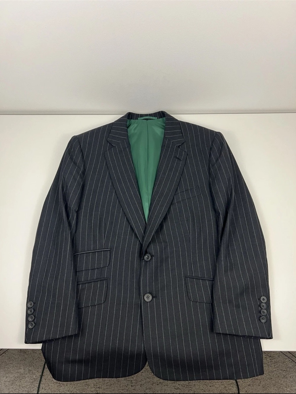Cad & The Dandy Bespoke Savile Row Charcoal Pinstripe Wool Blazer ~40R